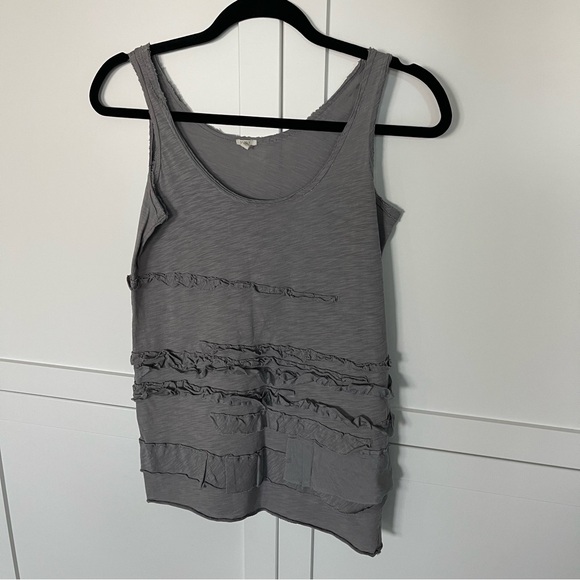 J. Crew Brûlée Ruffled Grey Tank Top size XS - Picture 3 of 6